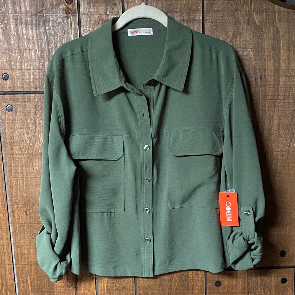 Indigo Forest Green Women's Button Shirt NWT
